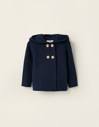 Chaqueta de Punto con Capucha para Bebé Niño, Azul Oscuro