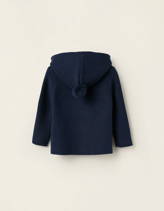 Chaqueta de Punto con Capucha para Bebé Niño, Azul Oscuro
