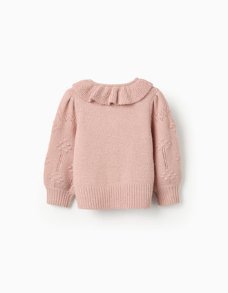 Chaqueta de Punto con Volantes para Bebé Niña, Rosa