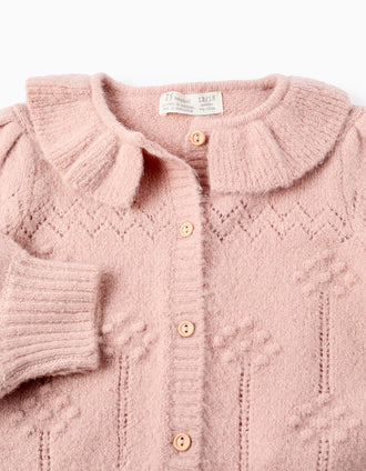 Chaqueta de Punto con Volantes para Bebé Niña, Rosa