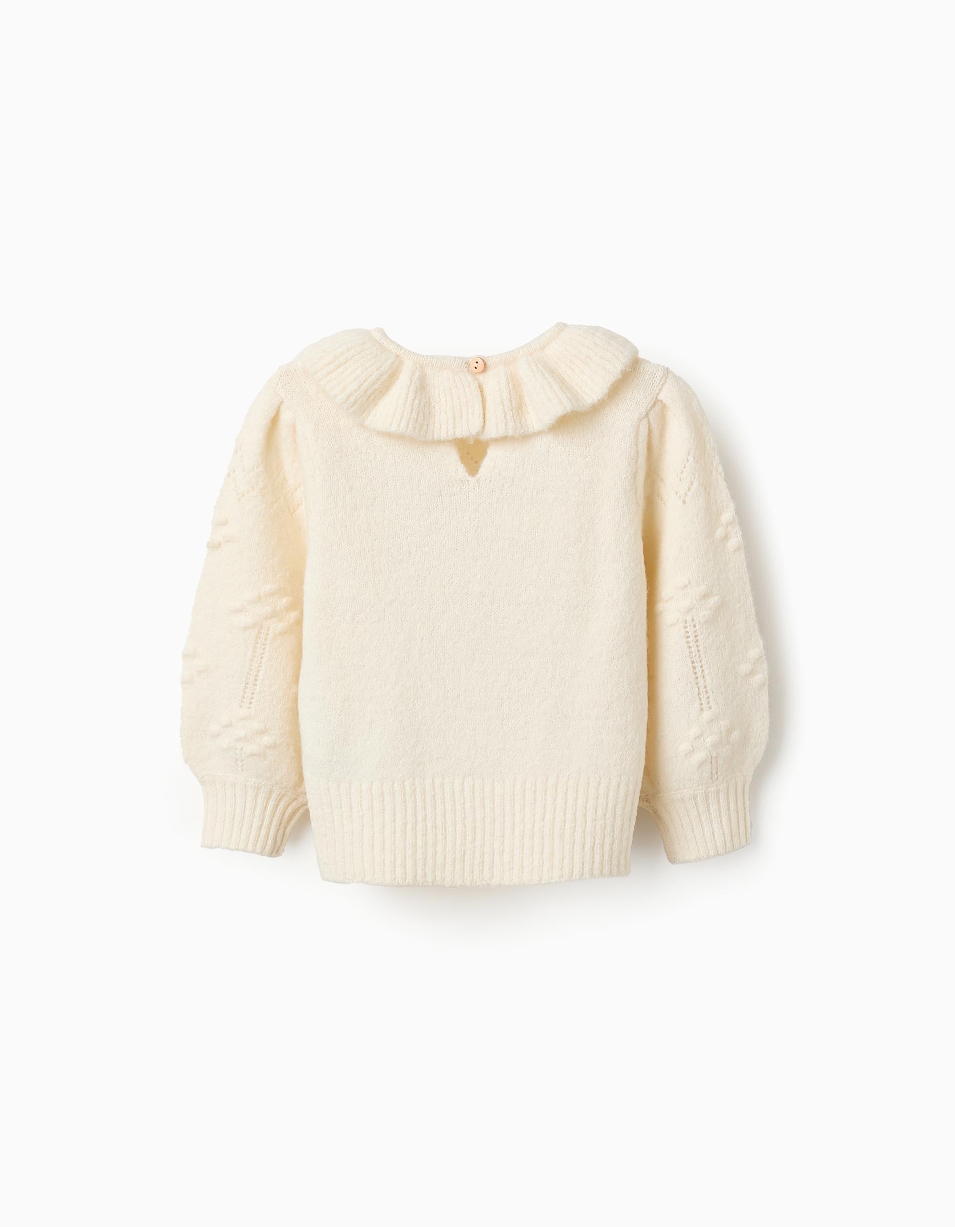 Knitted Jumper with Ruffles for Baby Girls, White