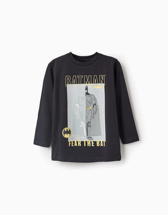 Camiseta de Manga Larga de Algodón para Niño 'Batman', Negro