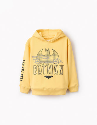 Sudadera Perchada con Capucha de Algodón para Niño 'Batman', Amarillo