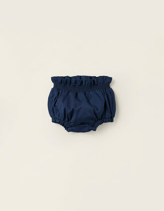 Cubrepañal con Bordados para Recién Nacida, Azul Oscuro