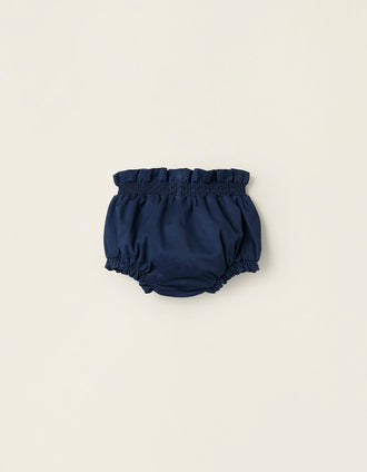 Cubrepañal con Bordados para Recién Nacida, Azul Oscuro