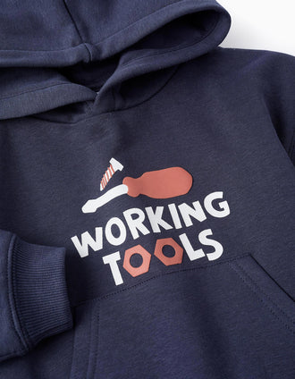 Sweat Gratté avec Capuche et poche kangourou pour bébé garçon 'Work', Bleu