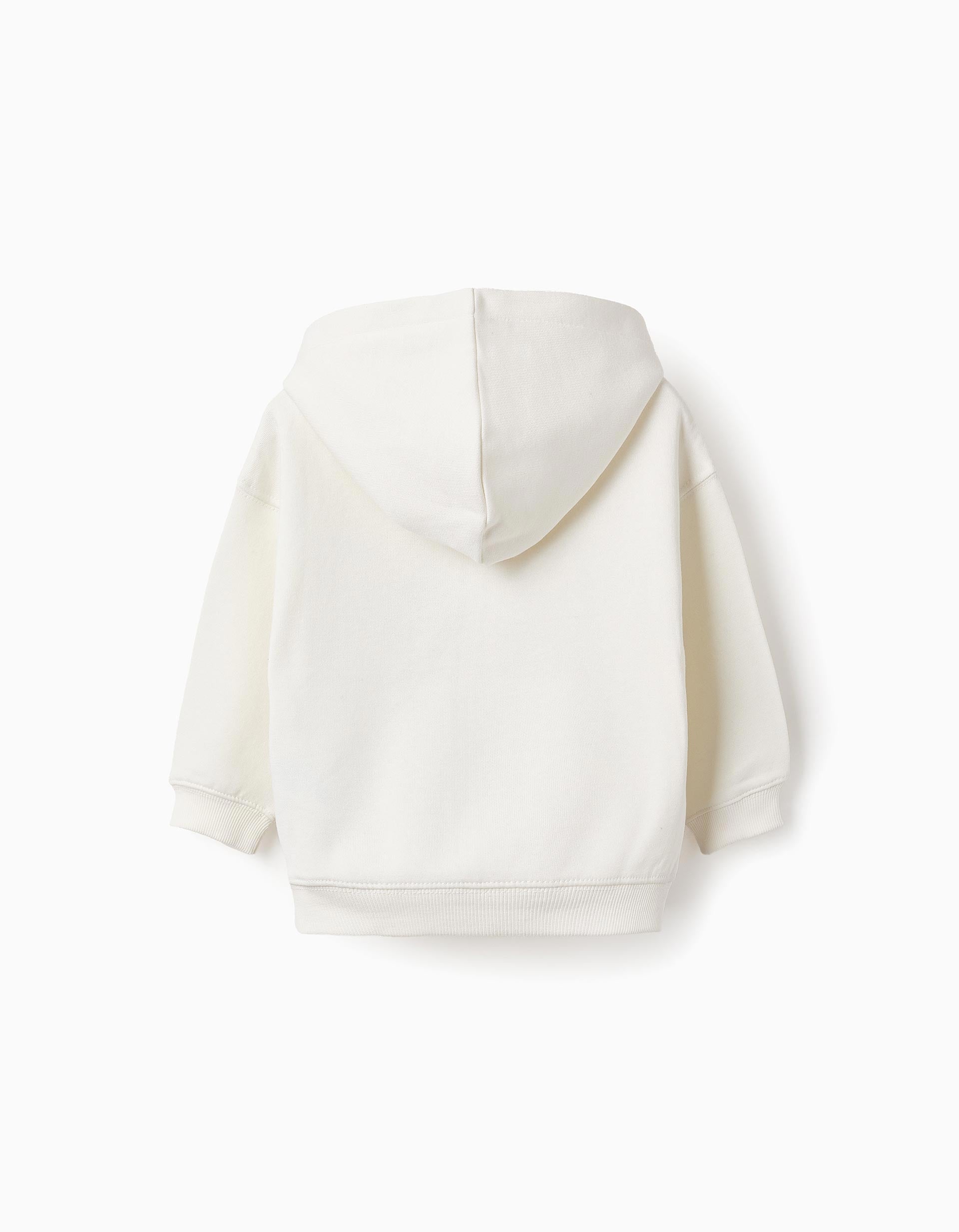 Hooded Sweatshirt with Kangaroo Pocket for Baby Boys 'Fix', White