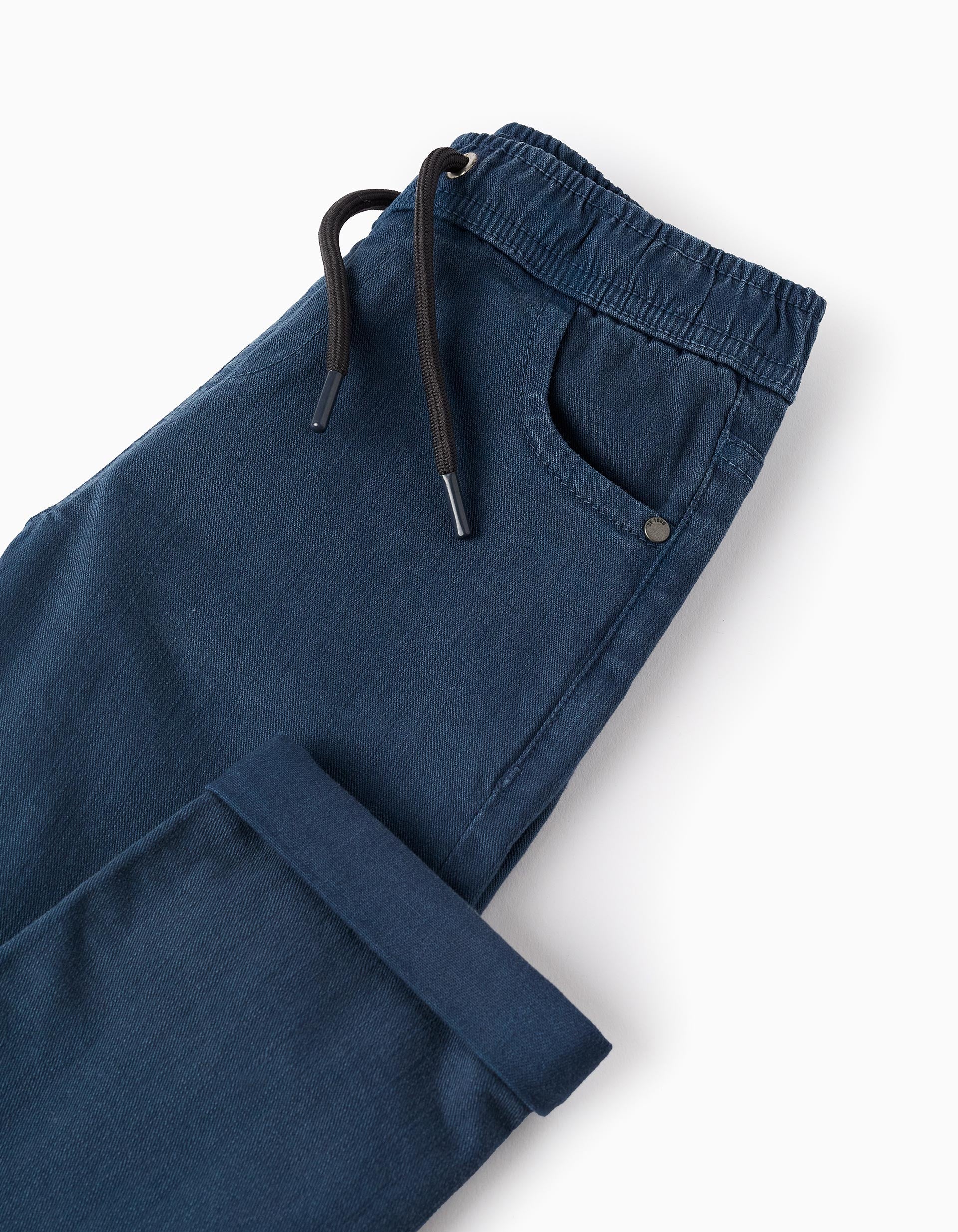 Twill Joggers Trousers for Boys 'Slim', Turquoise