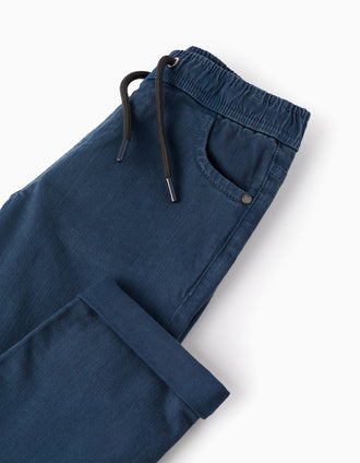Pantalón Jogger de Sarga para Niño 'Slim', Turquesa