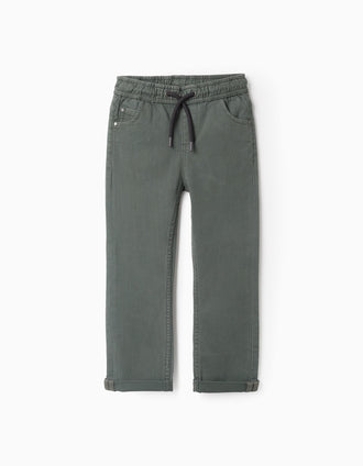 Pantalón Jogger de Sarga para Niño 'Slim', Verde