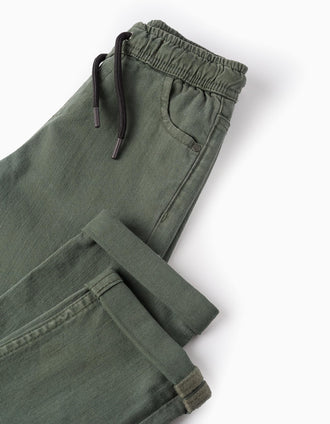 Pantalón Jogger de Sarga para Niño 'Slim', Verde