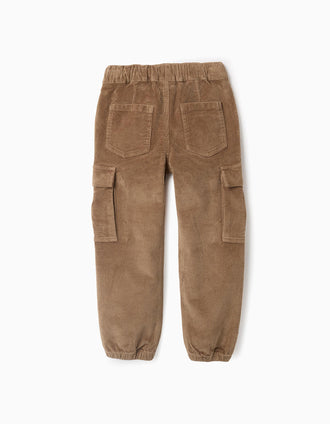 Calças Cargo de Bombazine para Menino, Camel