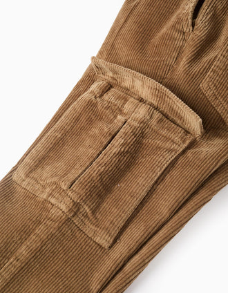 Calças Cargo de Bombazine para Menino, Camel