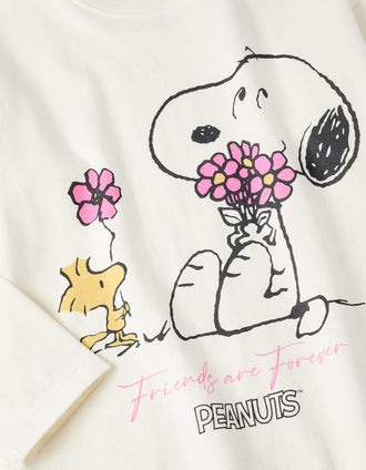 T-shirt de Manga Comprida em Algodão para Menina 'Snoopy', Bege
