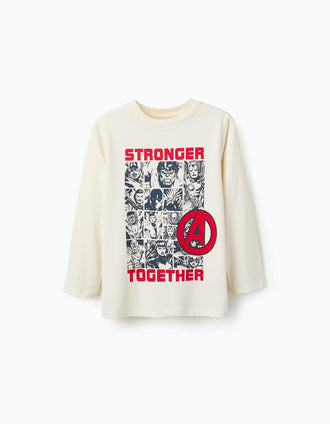 Camiseta de Manga Larga de Algodón para Niño 'Vengadores', Beige