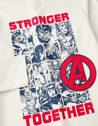 T-shirt de Manche Longue en Coton pour Garçon 'Vingadores', Beige