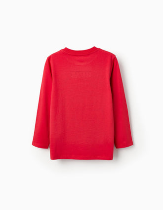 T-shirt de Manche Longue en Coton pour Garçon 'Avengers', Rouge