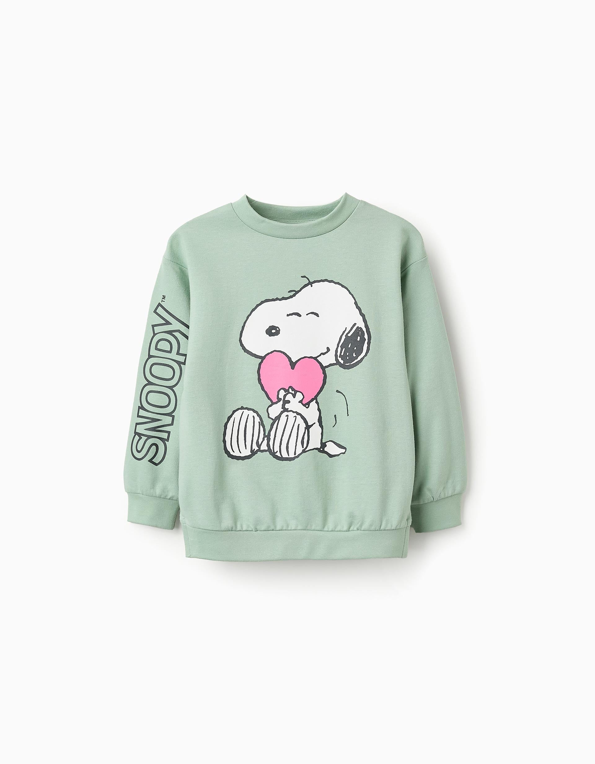 Cotton Sweatshirt for Girls 'Snoopy', Green