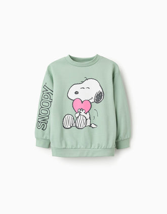 Sweat de Algodão para Menina 'Snoopy', Verde