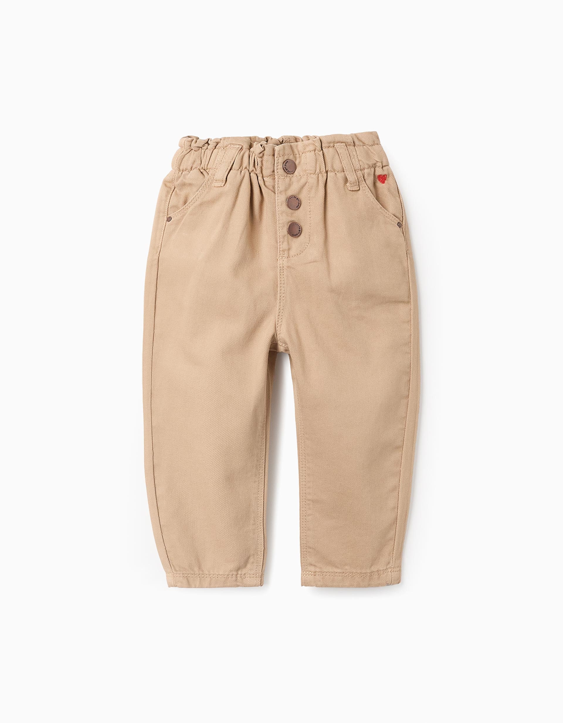 Pantalon en Sergé pour Bébé Fille 'Paperbag', Beige