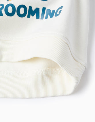 Sweat + Calças Cardados para Bebé Menino 'Vroom', Branco/Azul