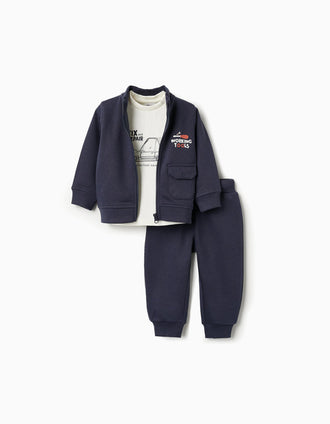 Conjunto de 3 Peças para Bebé Menino 'Ferramentas', Azul/Branco