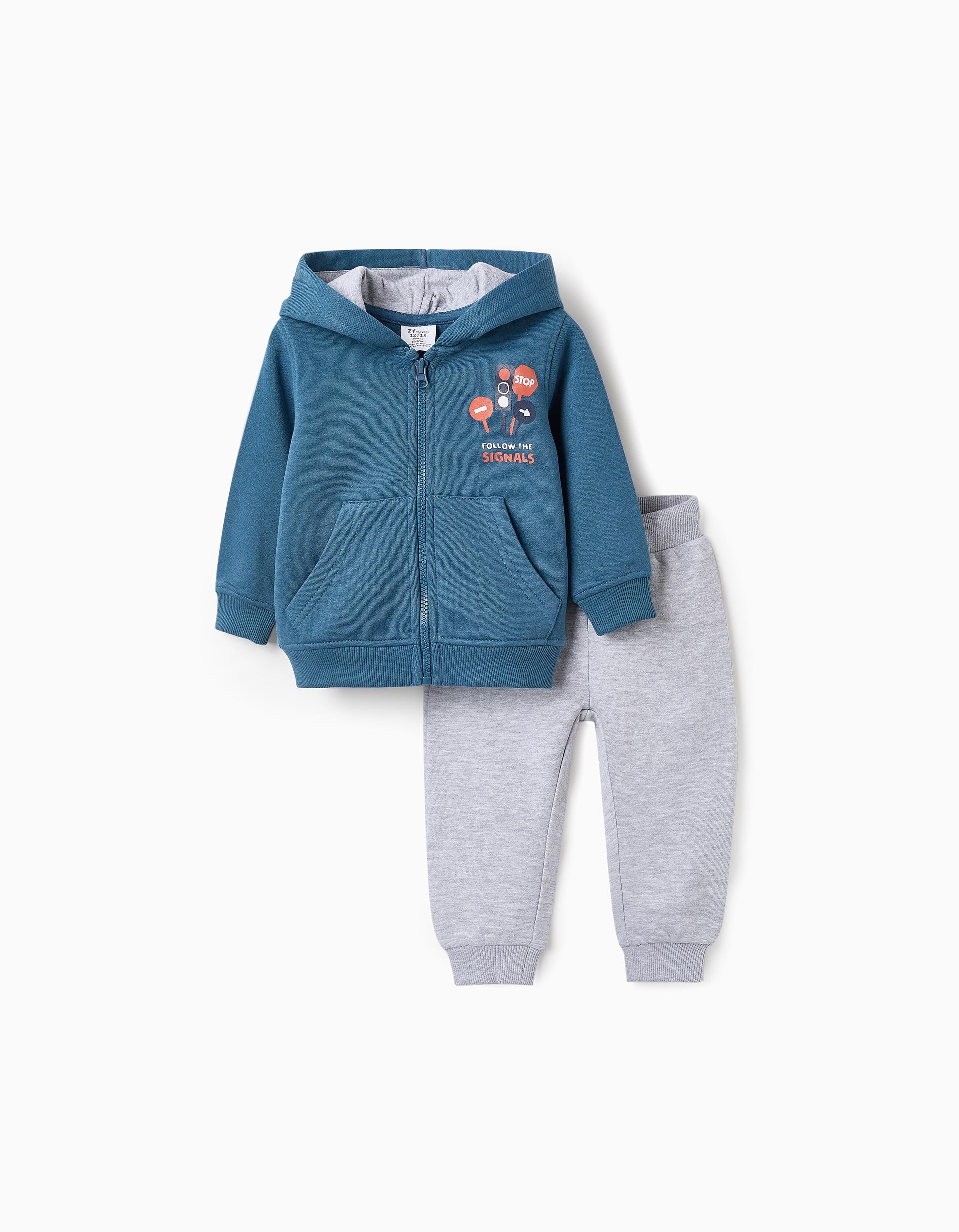 Jacket + Joggers for Baby Boys 'Traffic Signs', Turquoise/Grey