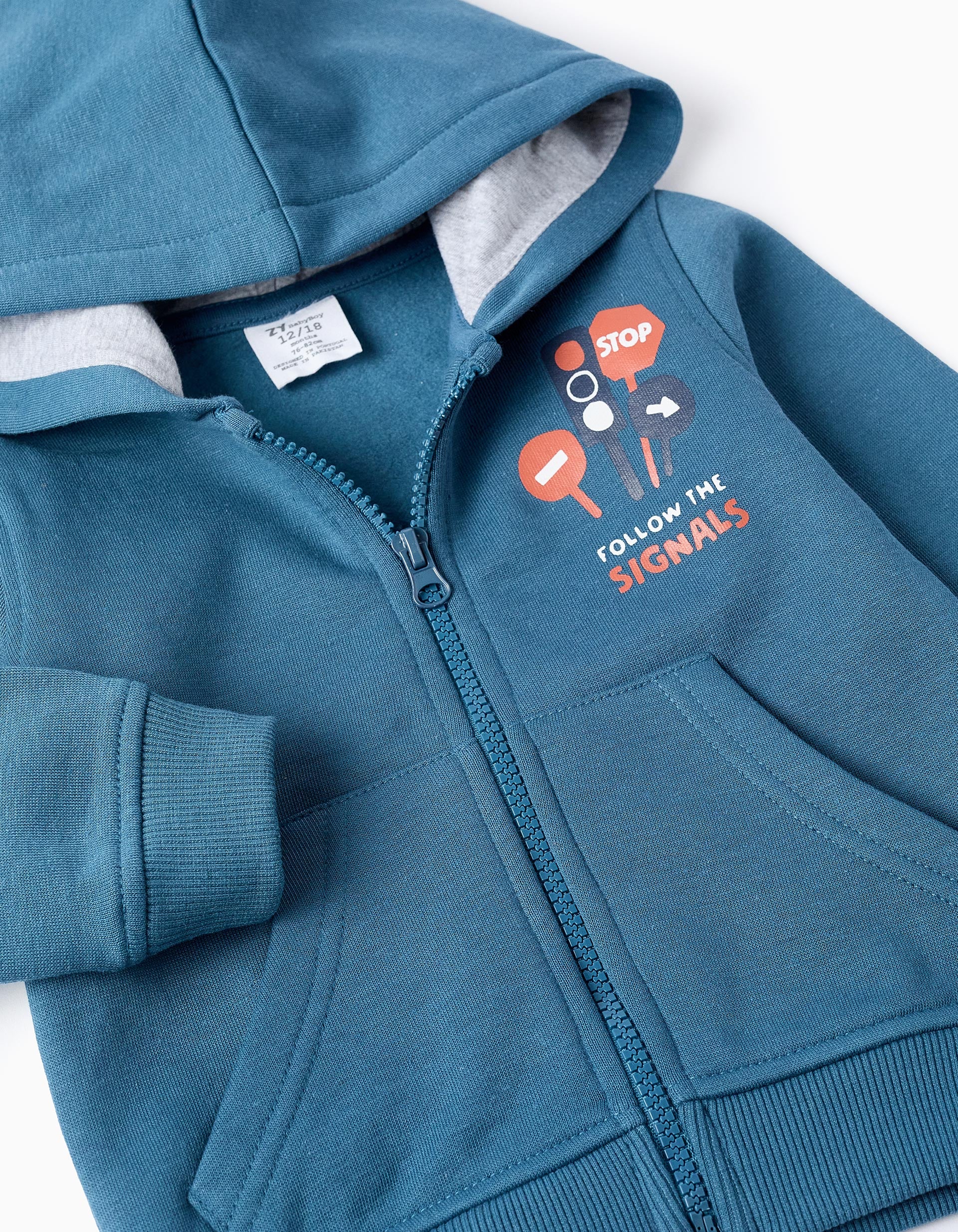 Jacket + Joggers for Baby Boys 'Traffic Signs', Turquoise/Grey