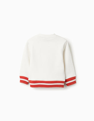 Sweat en Coton pour Bébé Garçon 'Friendship', Blanc/Orange