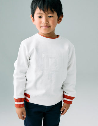 Sudadera de Algodón para Niño 'P', Blanco/Naranja