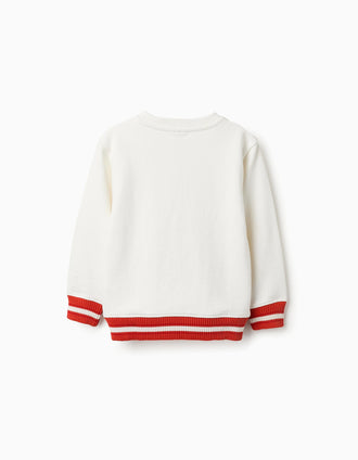 Sudadera de Algodón para Niño 'P', Blanco/Naranja