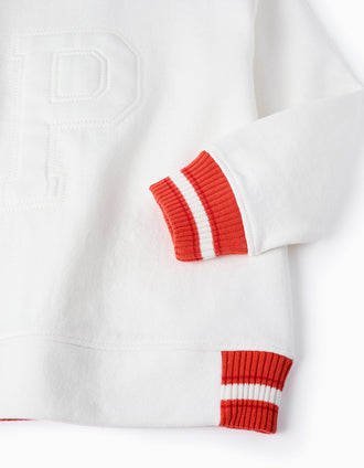 Sudadera de Algodón para Niño 'P', Blanco/Naranja