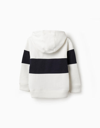 Sweat en Coton pour Garçon 'Friendship', Blanc/Bleu Foncé