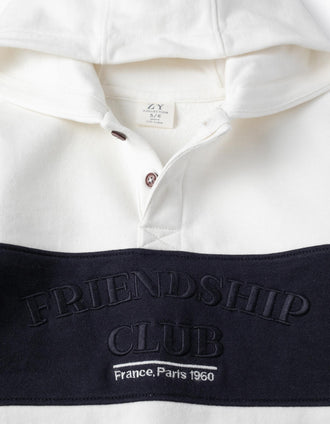 Sweat en Coton pour Garçon 'Friendship', Blanc/Bleu Foncé