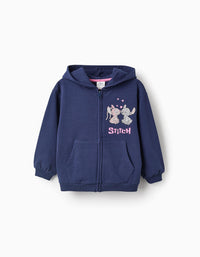 Hooded Jacket for Girls 'Stitch & Angel', Dark Blue