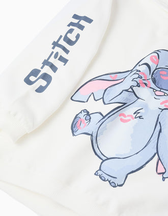 Sudadera Perchada con Capucha para Niña 'Stitch', Blanco