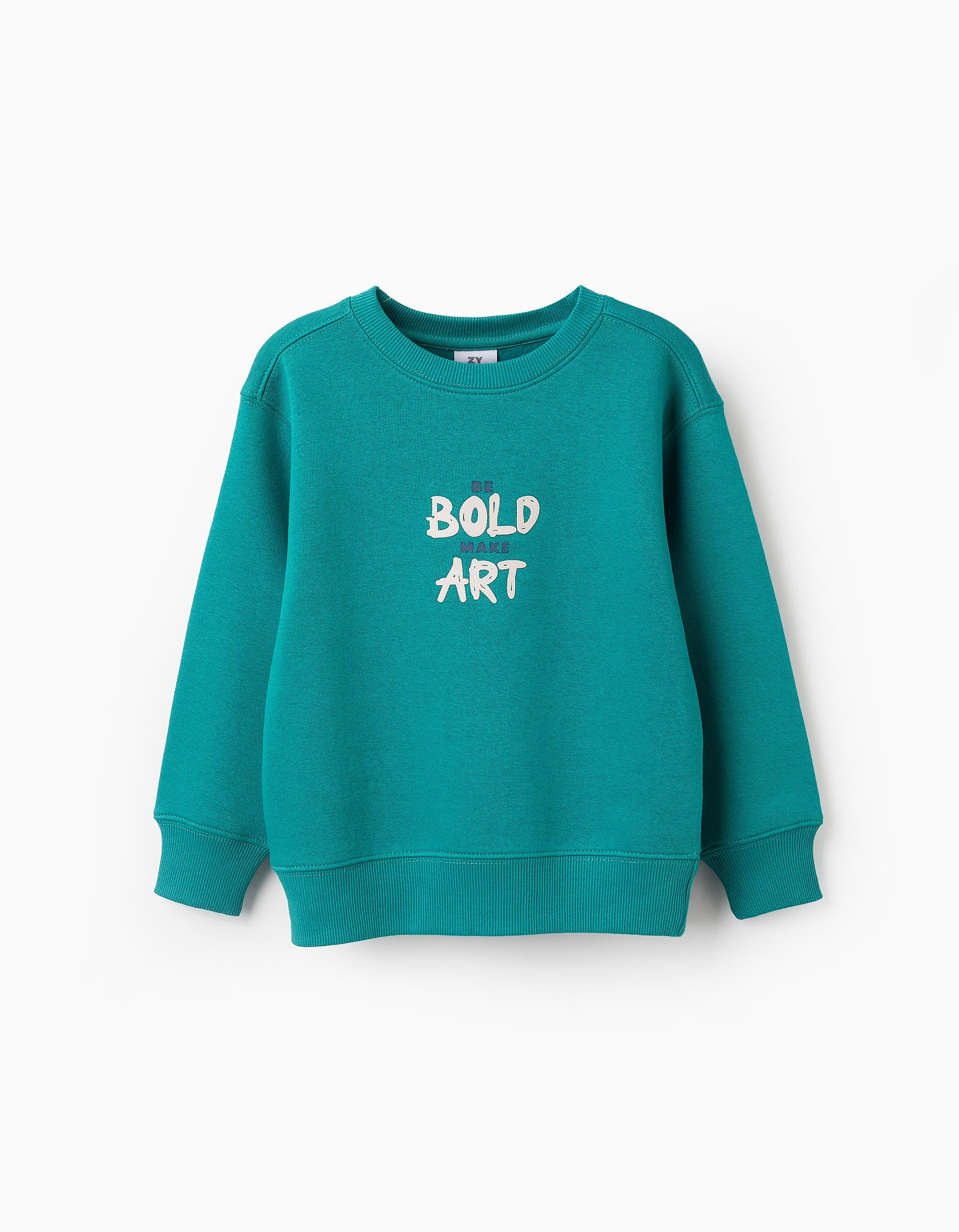 Brushed Sweatshirt for Boys 'Make Art', Green