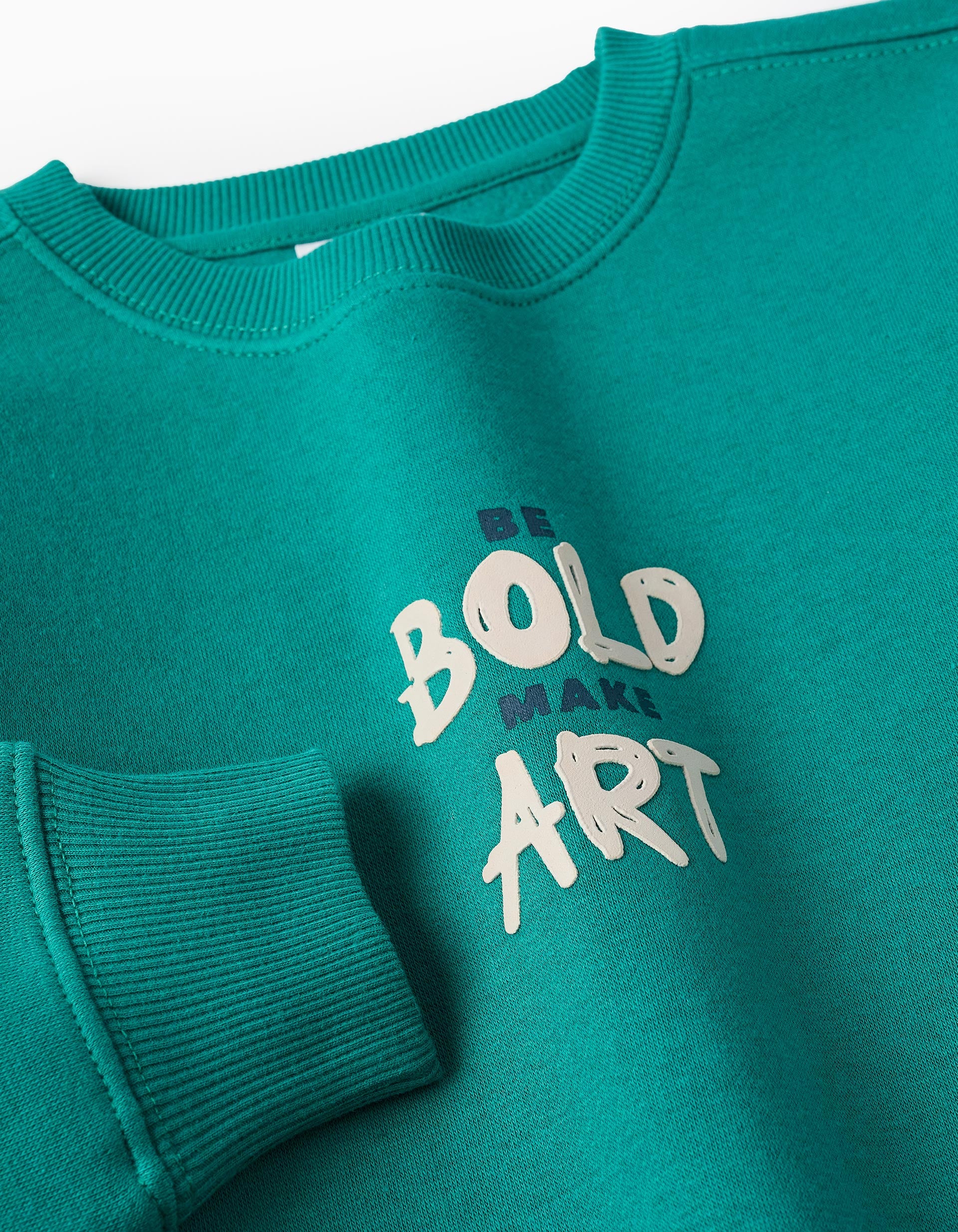 Brushed Sweatshirt for Boys 'Make Art', Green