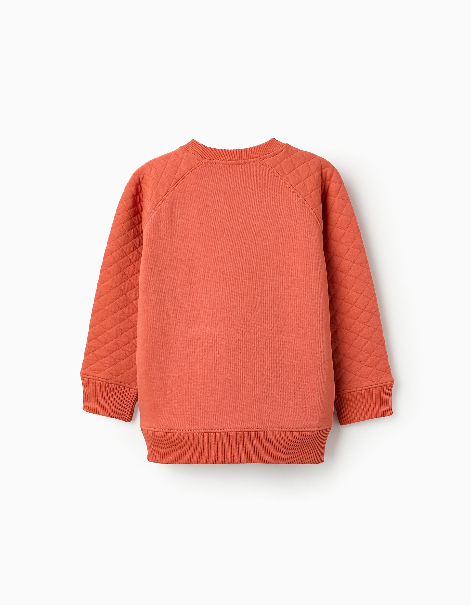 Cotton Sweatshirt with Waffle Sleeves for Boys, Orange