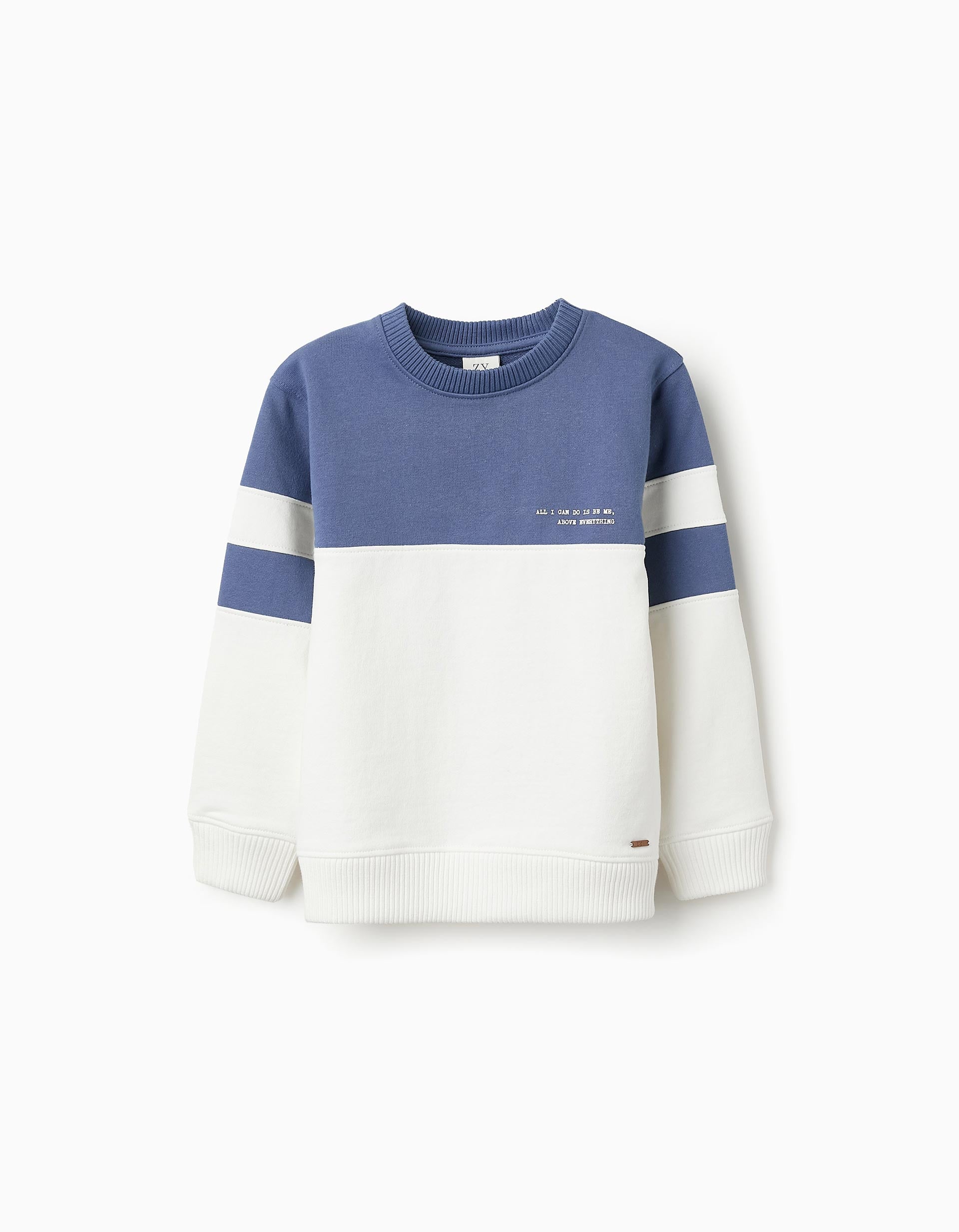 Cotton Sweatshirt for Boys 'Be Me', Blue/White