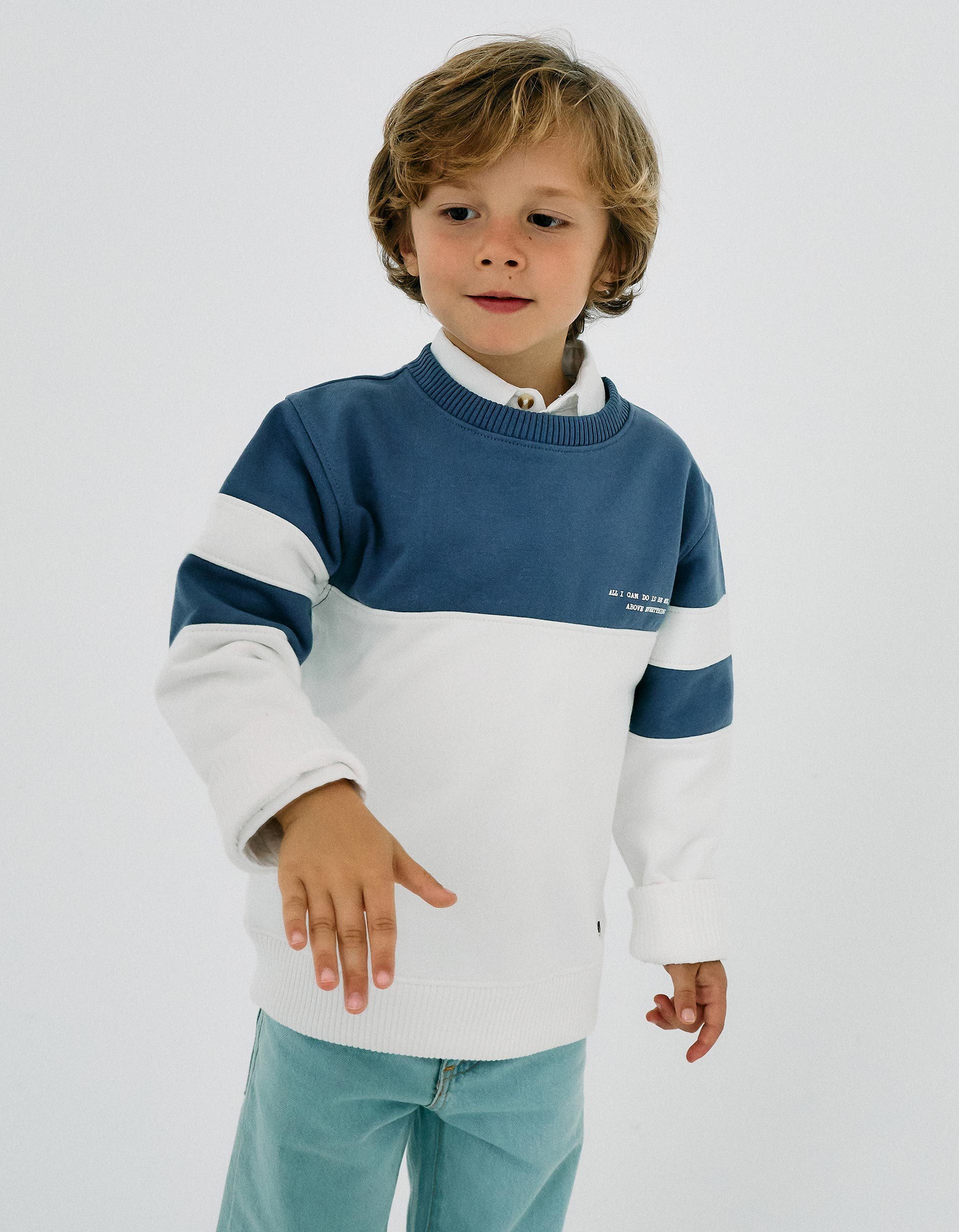 Cotton Sweatshirt for Boys 'Be Me', Blue/White