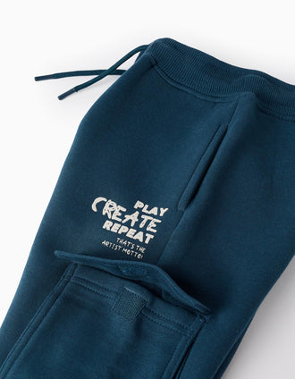 Pantalón de Chándal Cargo Perchado para Niño 'Create', Turquesa