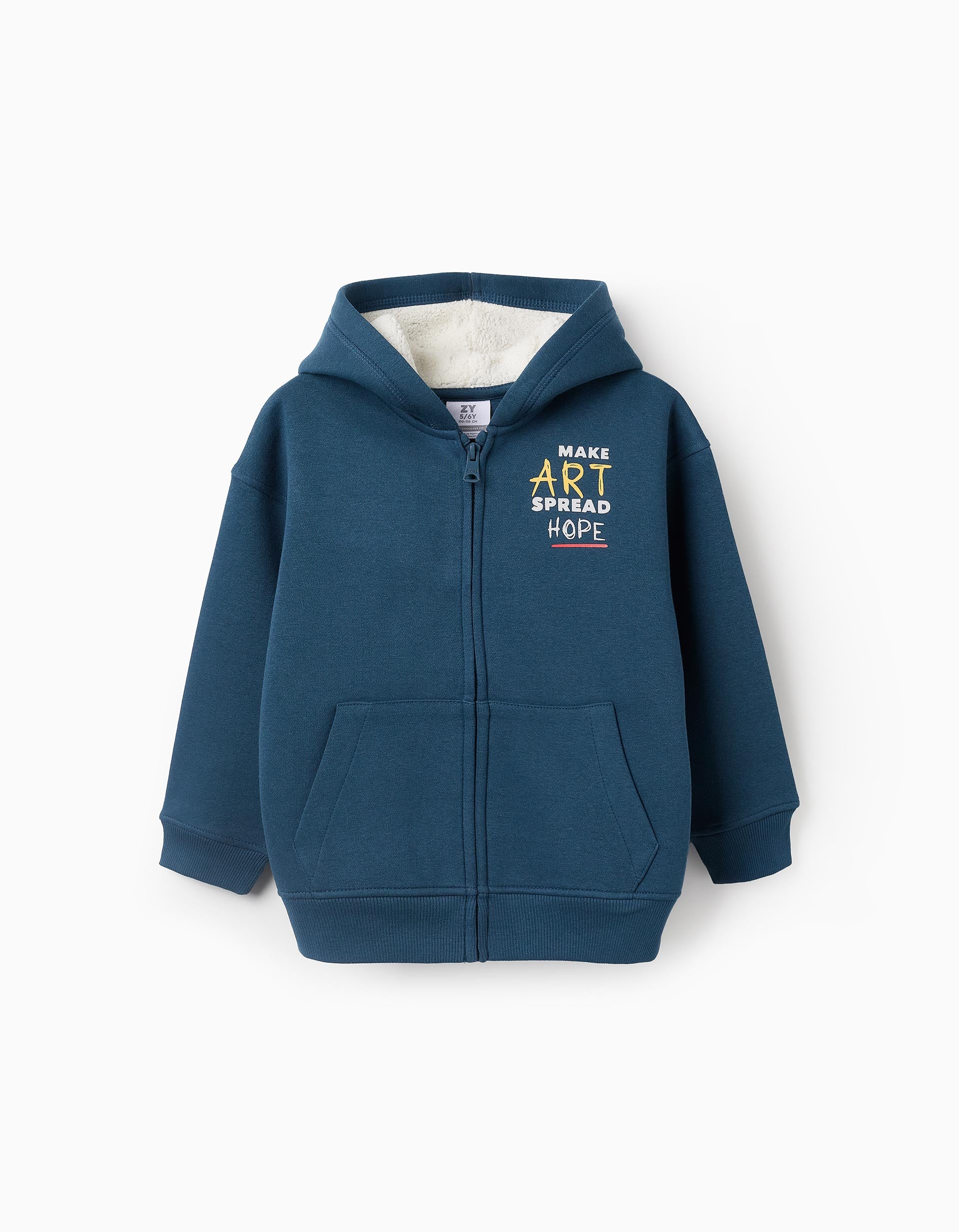 Hooded Fleece Jacket for Boys 'Art', Turquoise