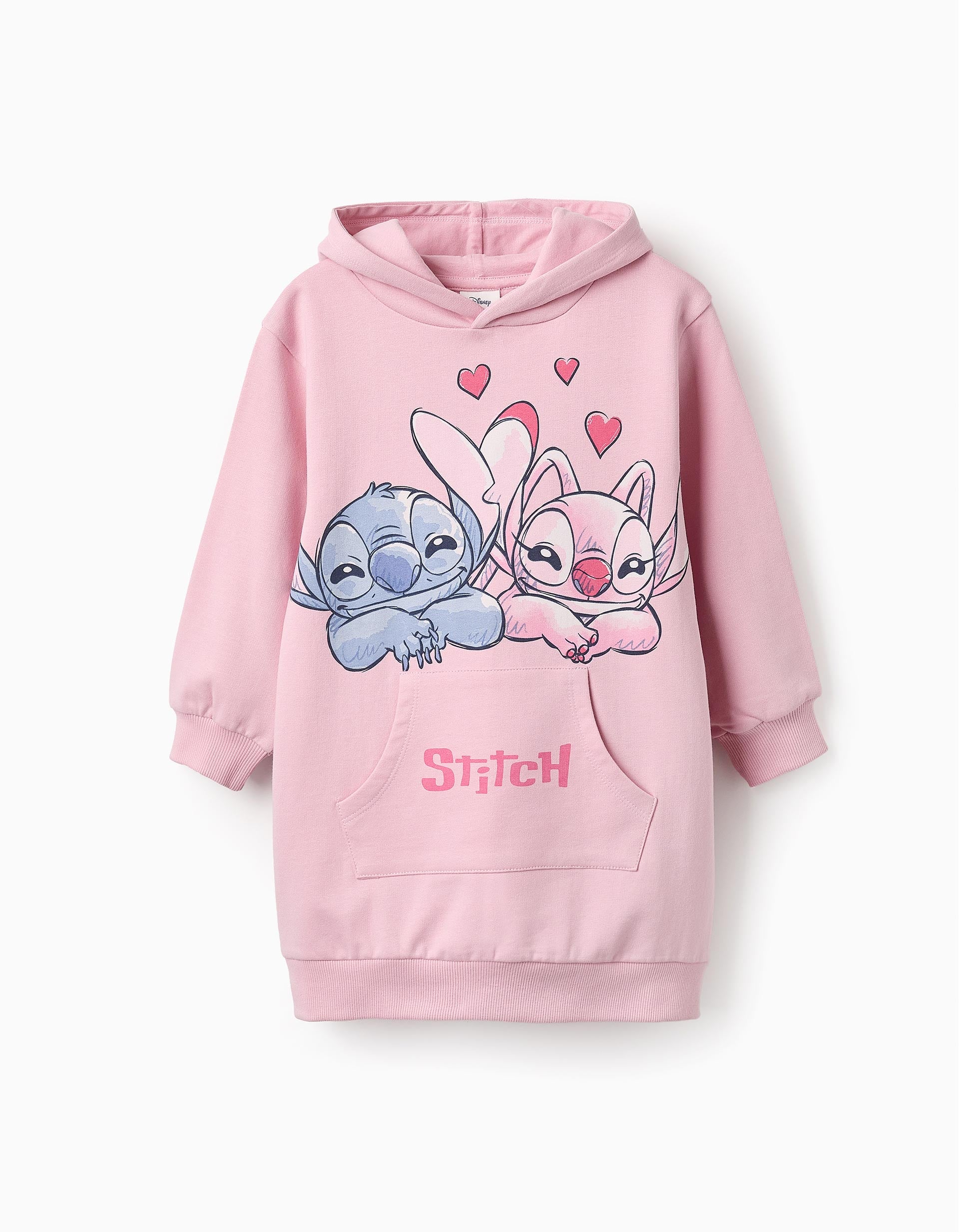 Hooded Sweat-Dress for Girls 'Stitch & Angel', Pink