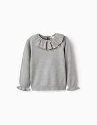 Pull en Maille avec Volants pour Fille, Gris