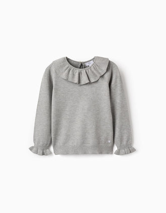 Jersey de Punto con Volantes para Niña, Gris
