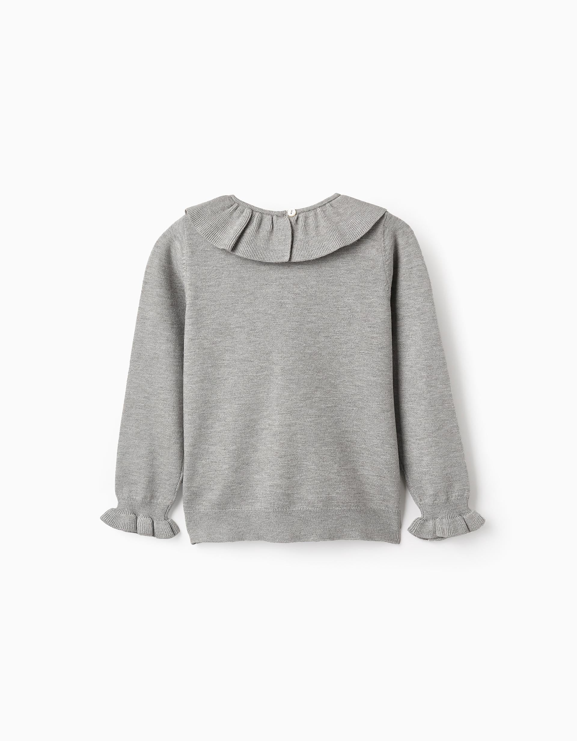 Knit Jumper with Ruffles for Girls, Grey