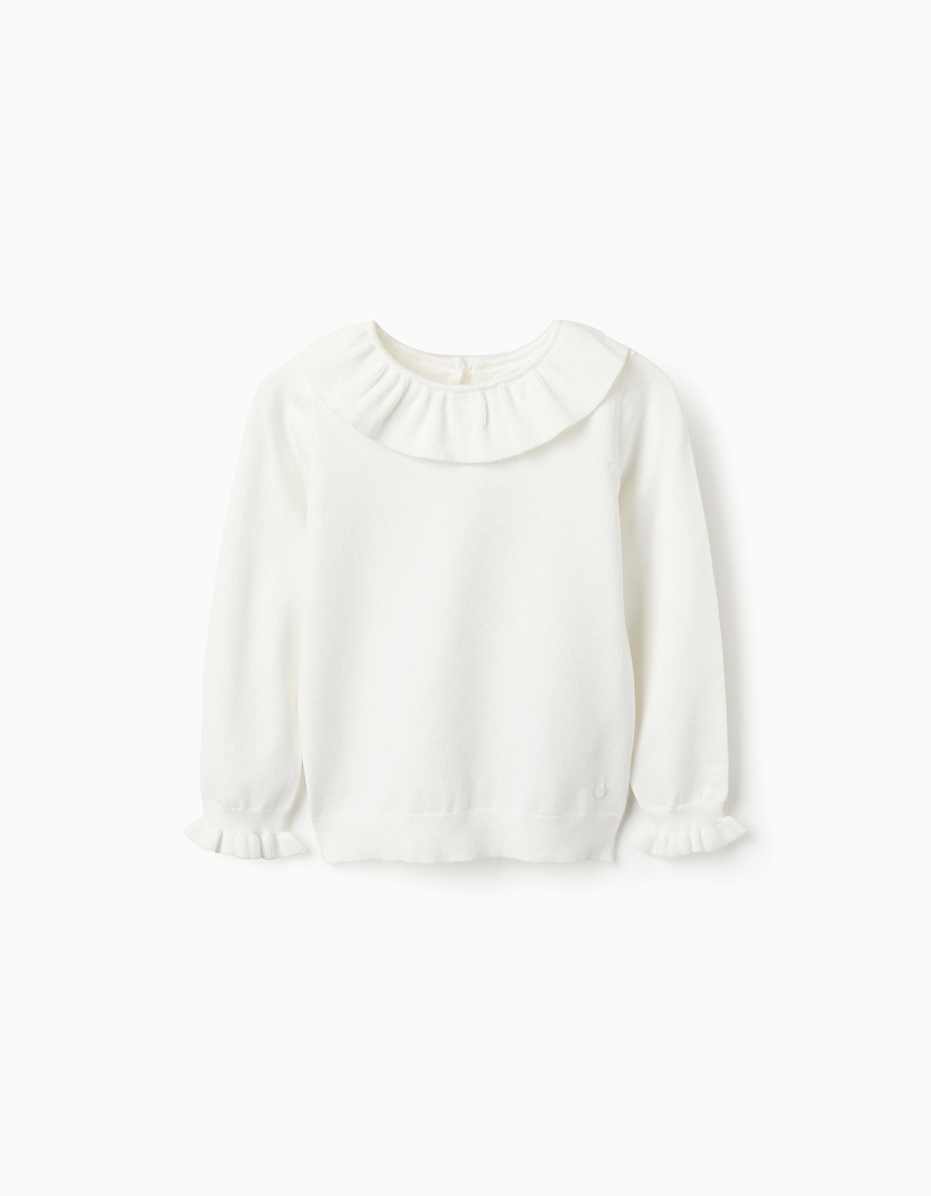 Knit Jumper with Ruffles for Girls, White