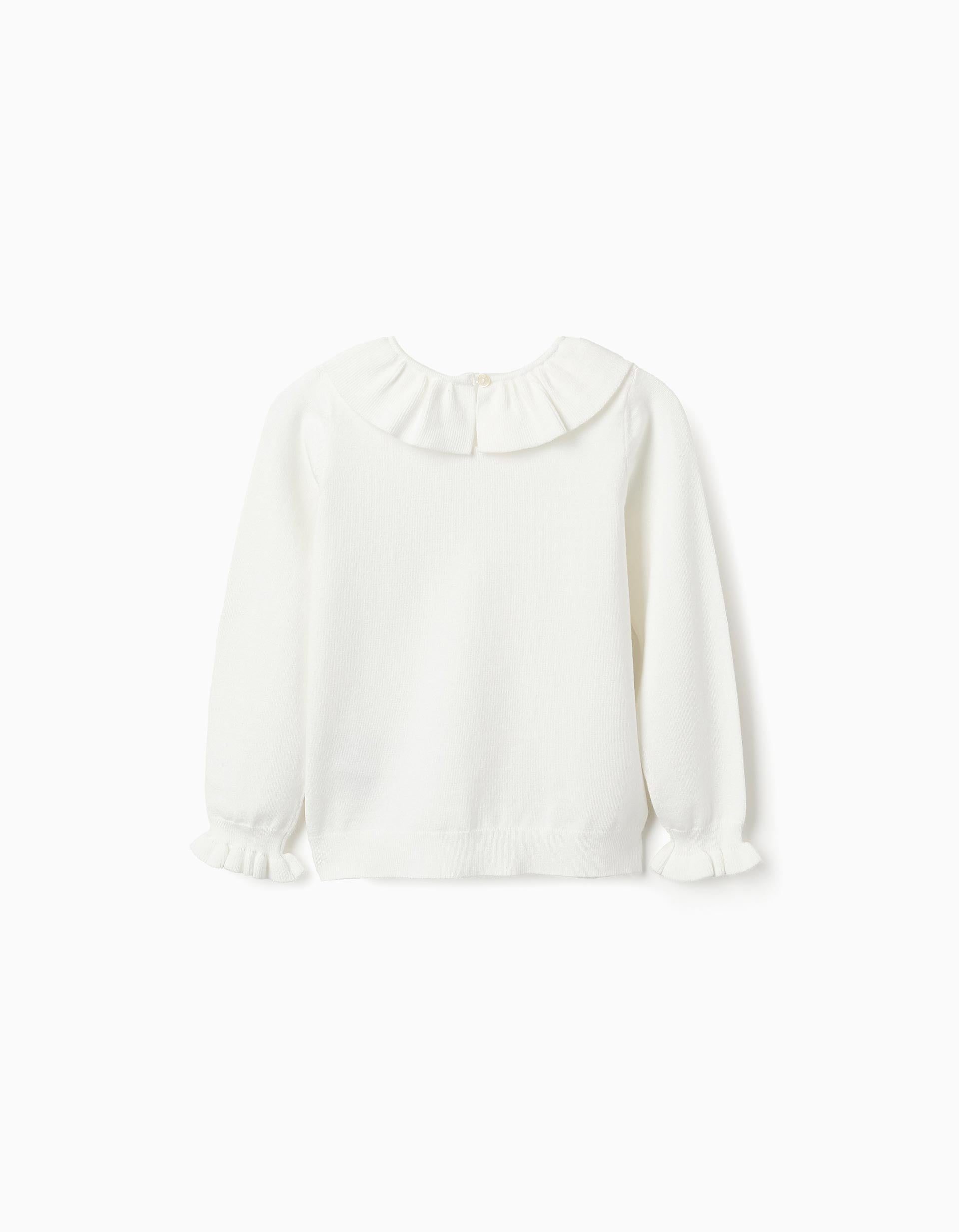 Knit Jumper with Ruffles for Girls, White