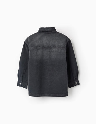 Chemise en Denim en Coton pour Garçon, Noir